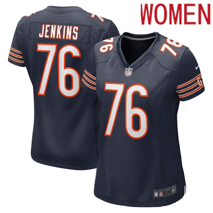 Women Chicago Bears #76 Teven Jenkins Nike Navy Game NFL Jersey->women nfl jersey->Women Jersey